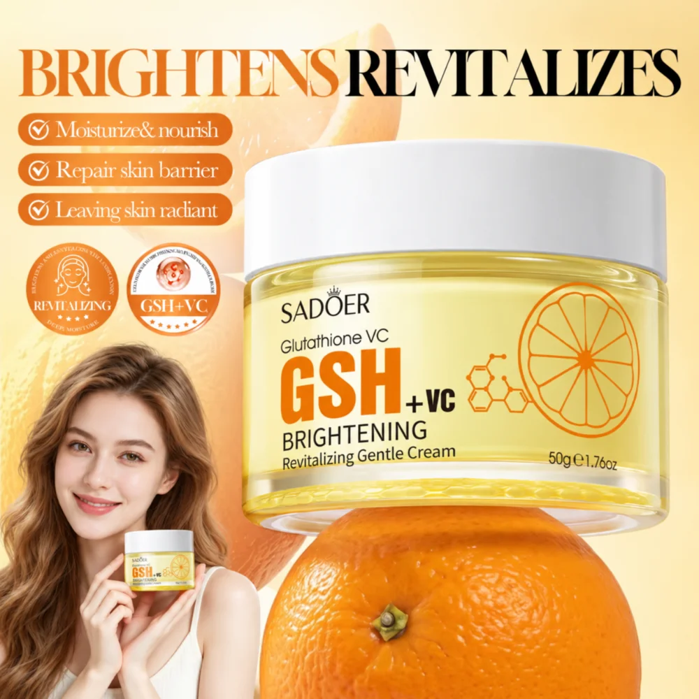 SADOER Vitamin C Glutathione Face Cream Brightening and Hydrating Moisturizer with A Silky Texture for Everyday Facial Skin Care