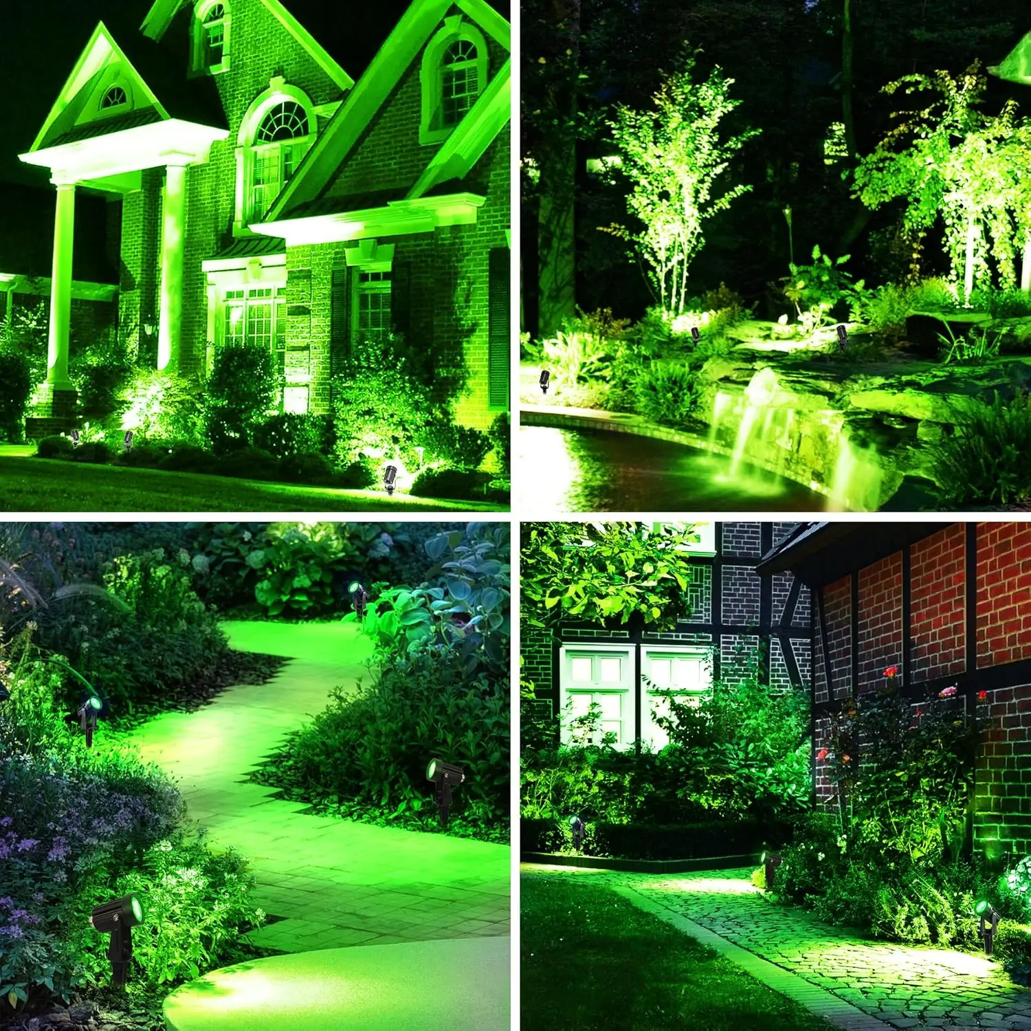 Imagem -04 - Holofote Solar Verde para Paisagem ao ar Livre Lâmpada de Parede Solar para Árvore Ip65 à Prova Dágua Decoração de Parede de Jardim Led Luz de Rua Gramado