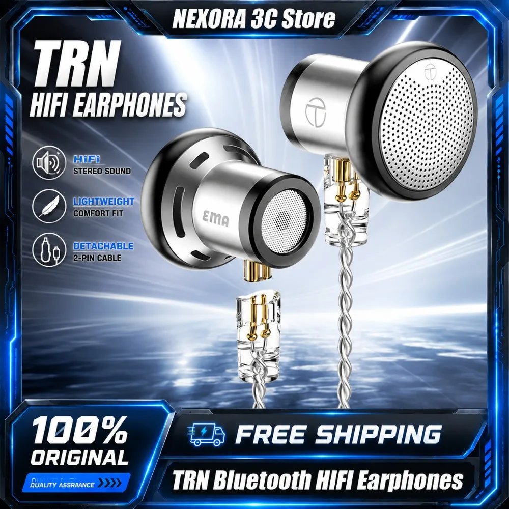 TRN Wireless Bluetooth 6.0 HIFI Earphones Module Detachable Cable Earhooks 0.75 0.78 MMCX QDC 2Pin S Earphone Gift