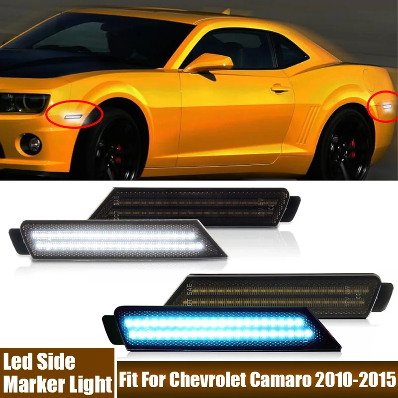 4Pcs/Set LED Side Marker Lamps Front Rear Dynamic Blue, White Light Fender Car LED Light Fit For Chevrolet Camaro 2010-2015