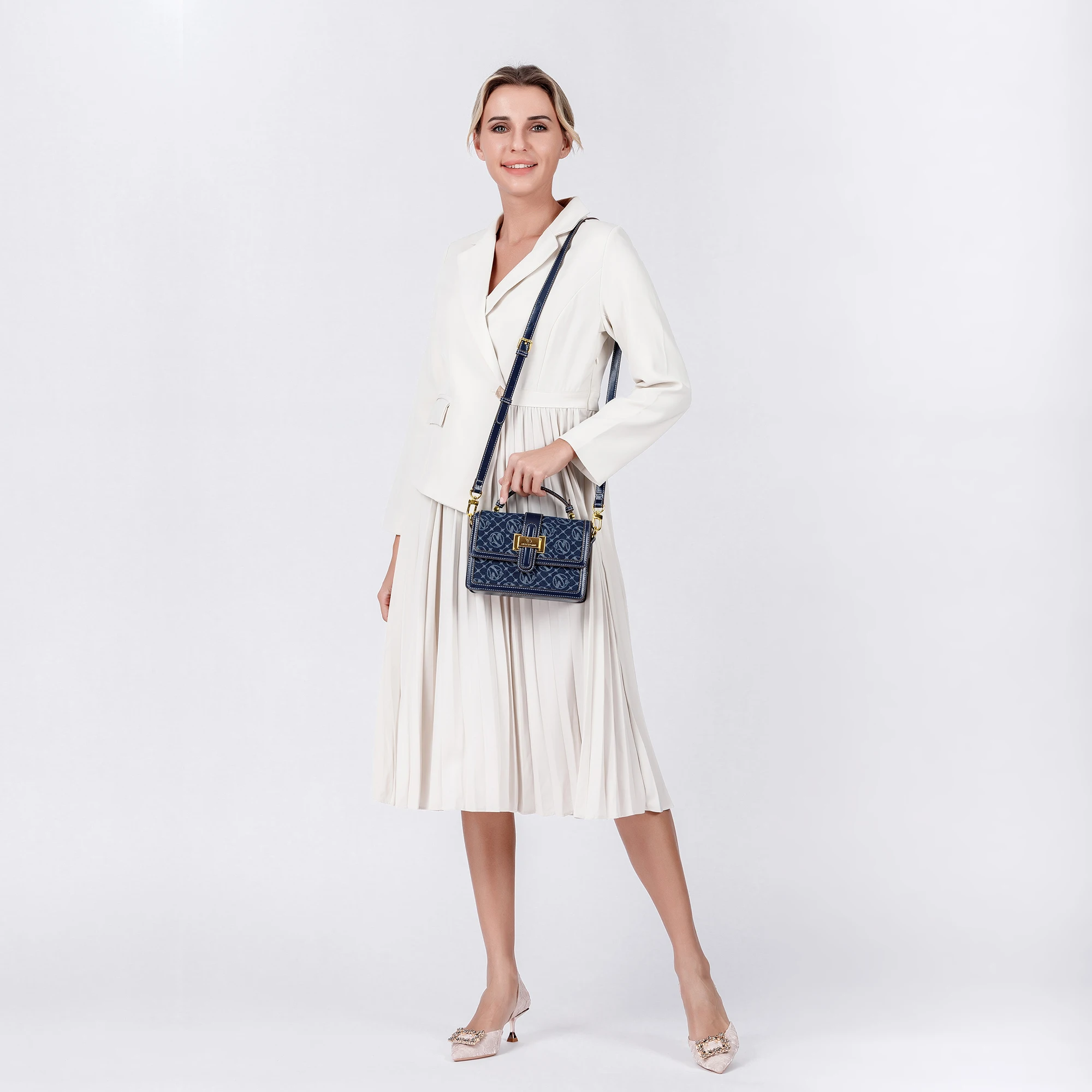 Fashionable Retro Blue Color New Elegant Women Handbag Shoulder Satchel Bag Ladies Commuter Bag