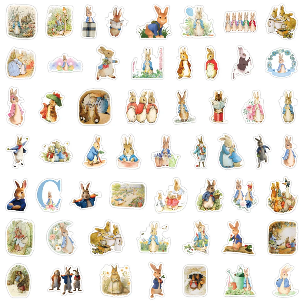 56Pcs/Set kawaii Rabbit Stickers Peter Diary Planner junk journal Decorative Scrapbooking DIY Craft Stickers