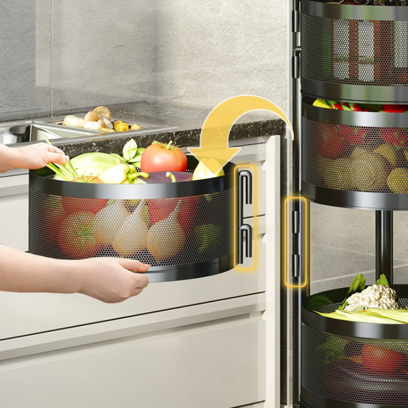 Detachable rotating shelf kitchen floor standing multi story