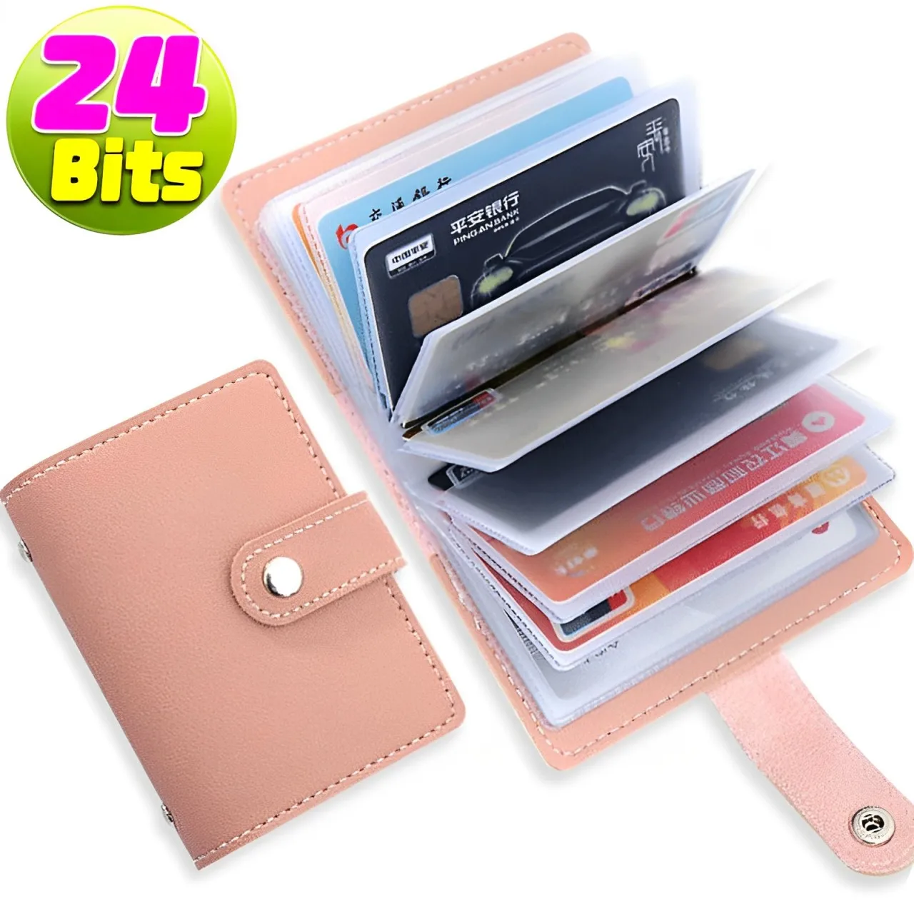 24 Bits Credit Card Holder Business Bank Card Pocket PU Large Capacity Card Cash Storage Clip Organizer Case ID Holder Pouch