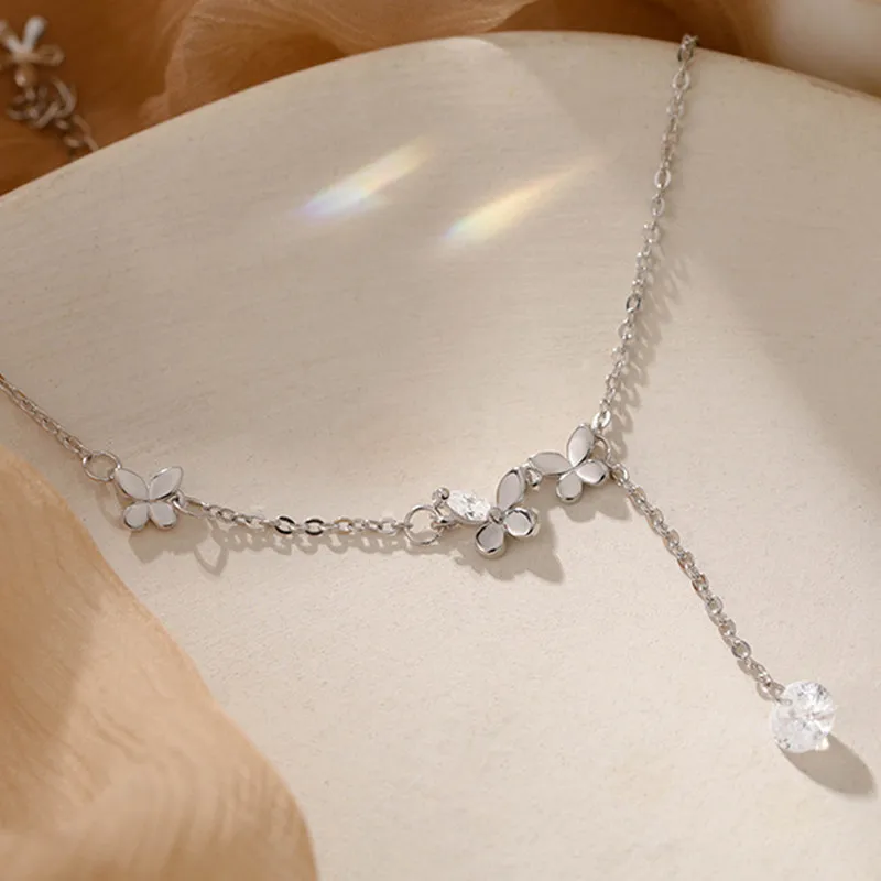 Silver Color Butterfly Anklet For Women's New Style Light And Luxurious Simple And Versatile Cool Foot Chain Jewelry