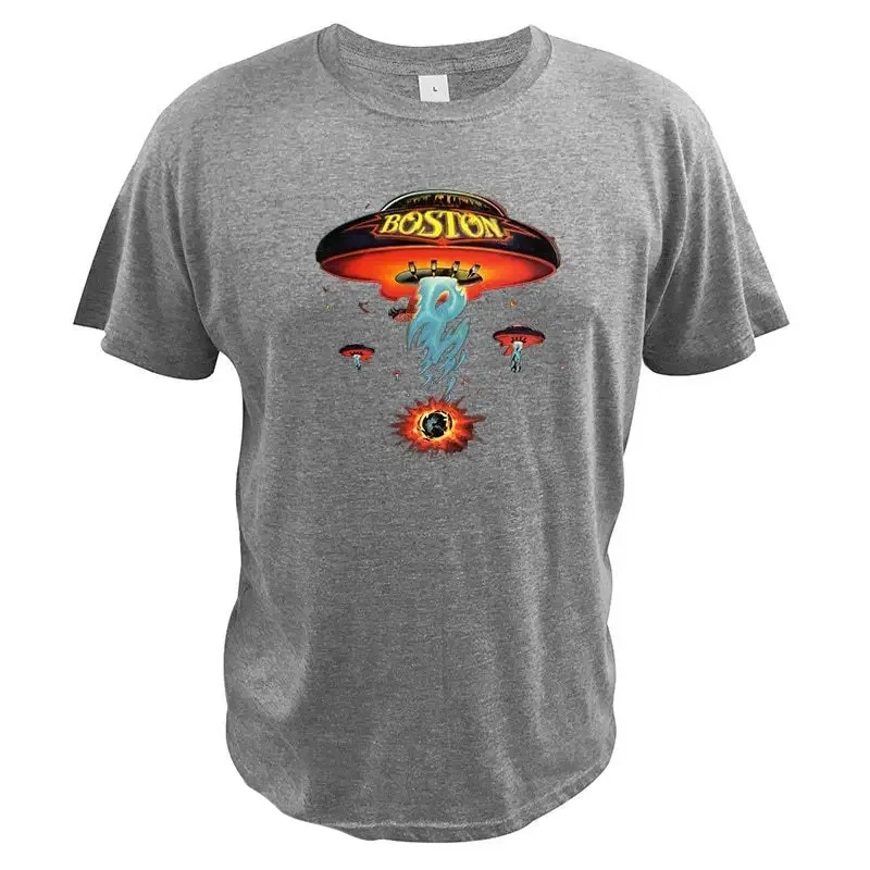 Boston Spaceship T Shirt Album Boston Tshirt American Rock Band Cotton Fashionable T-Shirt Eu Size Hunter  Oversized T Shirt