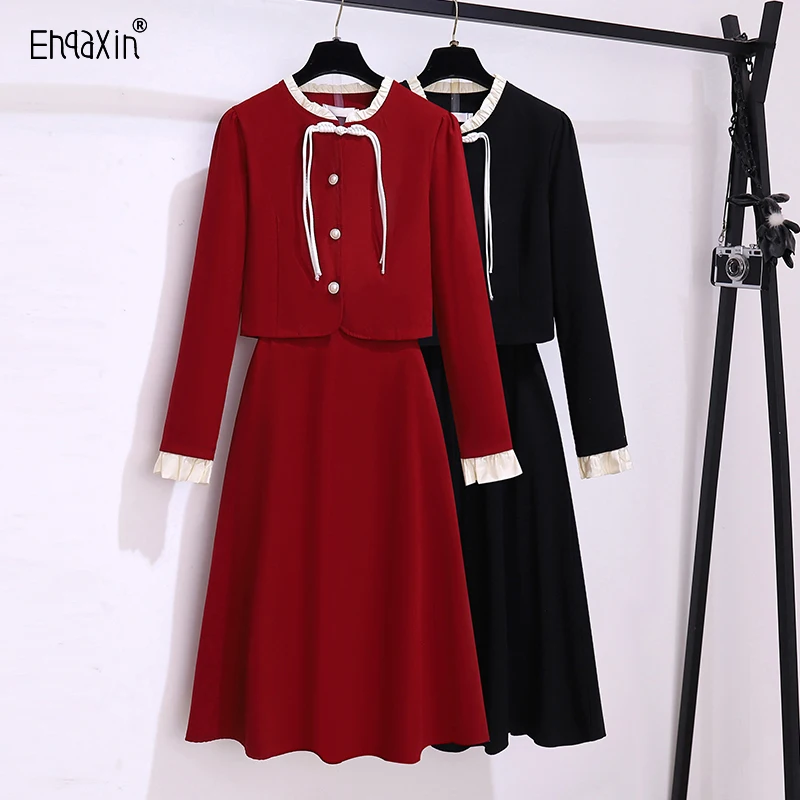 

EHQAXIN Autumn Winter Women's Dress Set Fashion 2023 French Elegant Button Cardigan Tops Shirt +Loose Corduroy Skirt Sets S-2XL