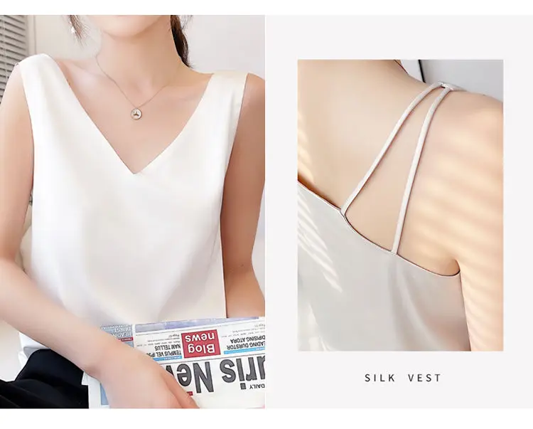 New Tank Top Solid Halter Crop Tops Women Summer Camis Backless Camisole Satin Silk Tee Female Sleeveless Cropped Vest