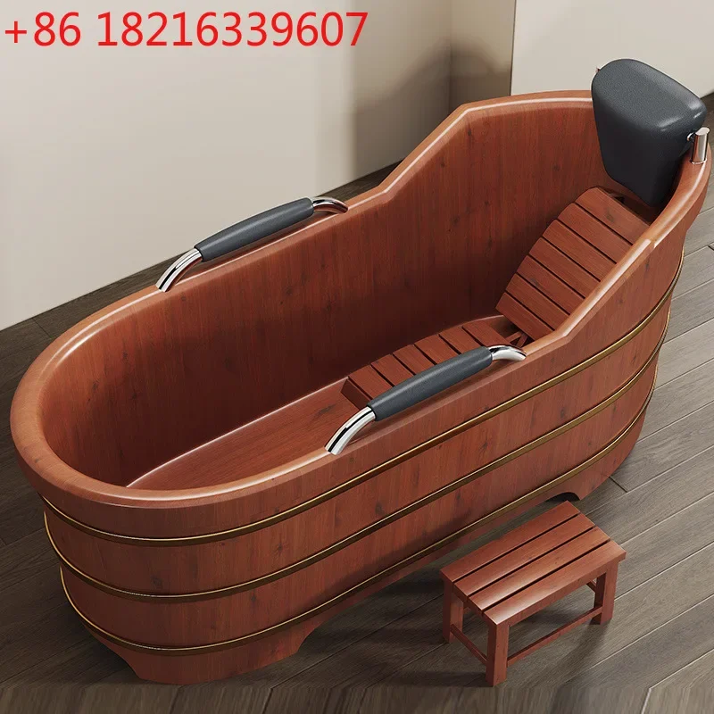Thickened adult bathtub bathtub cypress bathtub home solid wood adult
