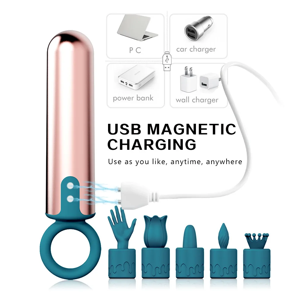 セックス製品 5-in-1 AV バイブレーター強力な衝撃クリトリス刺激充電ブル膣ボールミニバイブレーターマッサージャー女性用