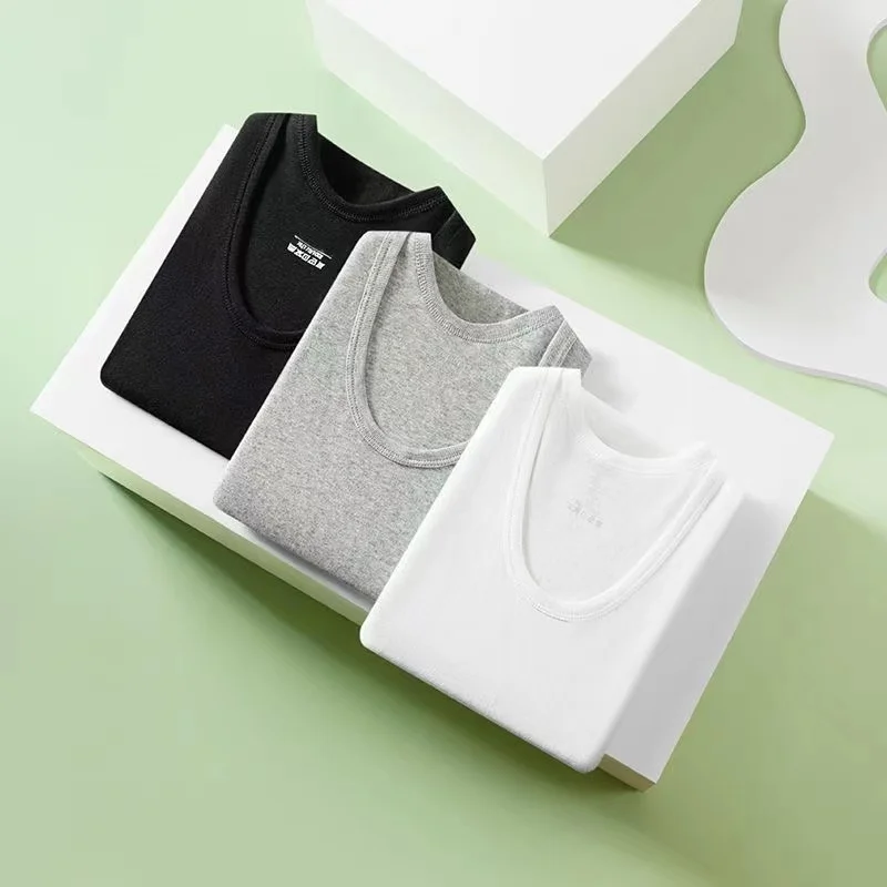 1/3 Pack Four Seasons Men's Cotton Joker Vest Teenagers Simple Fit Sports Fitness T-shirt Middle-aged Casual Sleeveless Shirt