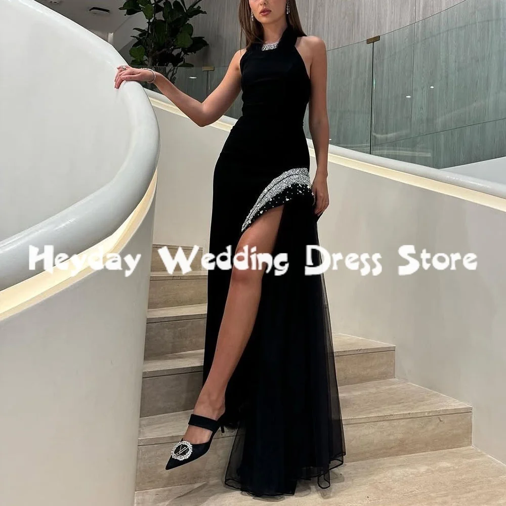 فساتين سهرة مستقيمة للنساء من Heyday مع رسن مطرز بدون أكمام بطول الأرض فساتين حفلات رسمية أنيقة 2025