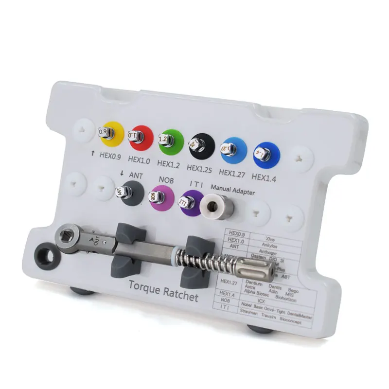Universal Prosthetic Kit with Anti-slip Hand Dental Implant Torque Wrench 9 Needles - Force Grip Non-Slip Design