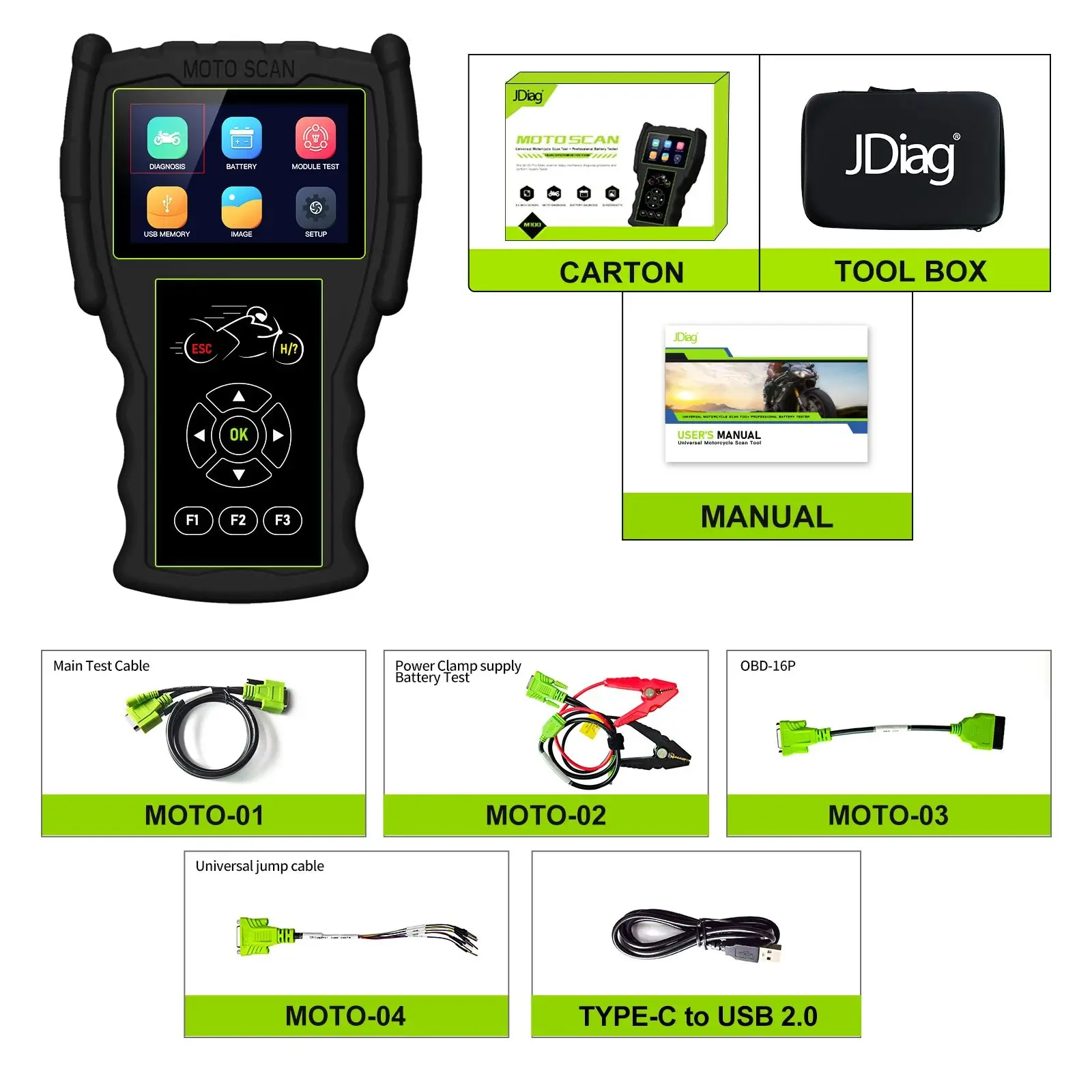 JDiag M100 Pro Motorcycle Diagnostic Scanner OBD2 Fault Diagnostic Tool Motorbike Code Reader For BMW Kawasaki Yamaha Suzuki KTM