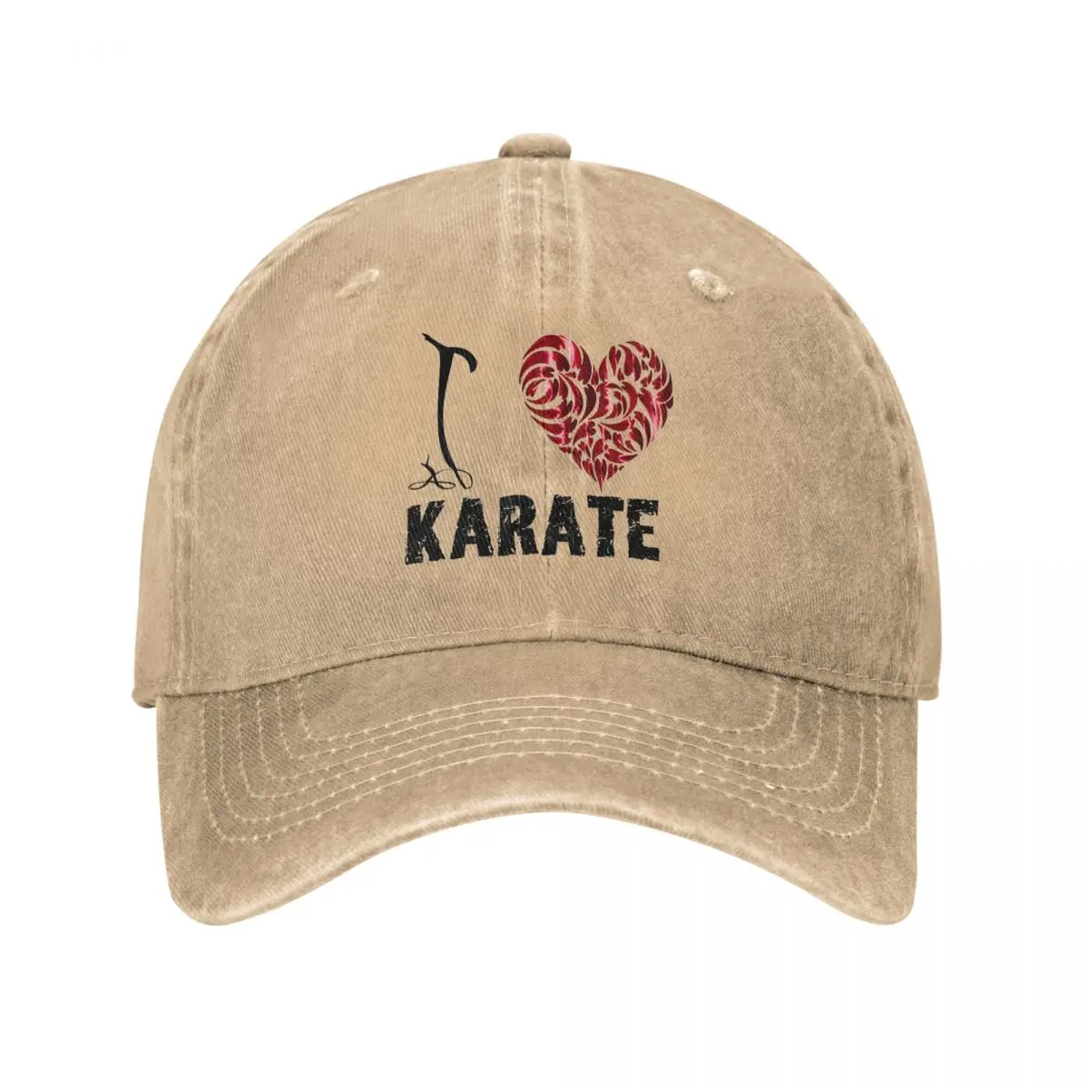 Kyokushin I Love Karate Baseball Caps Retro Distressed Denim Snapback Cap for Men Women Outdoor Running Golf Hats Cap