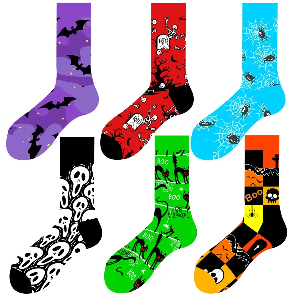 Calcetines Unisex con dibujos de calabaza y búho para hombre y mujer, medias creativas de algodón para fiesta de Halloween, regalos para parejas