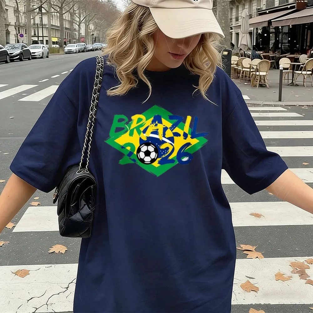 90s Style 2026 Football Bella Printing Tee Soccer Graphic Flags Tee-shirt Fashion High Quality Cotton Short-sleeve Tshirt Top