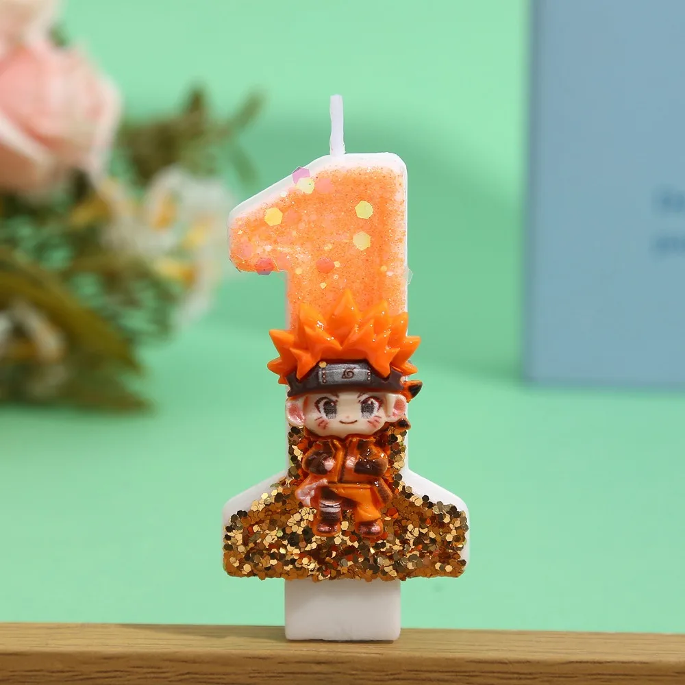 2026 ثلاثية الأبعاد ناروتو الشموع أنيمي موضوع 0-9 عدد الشموع استحمام الطفل كعكة المكونات في الاطفال كعكة عيد ميلاد الديكور هدية لوازم #3