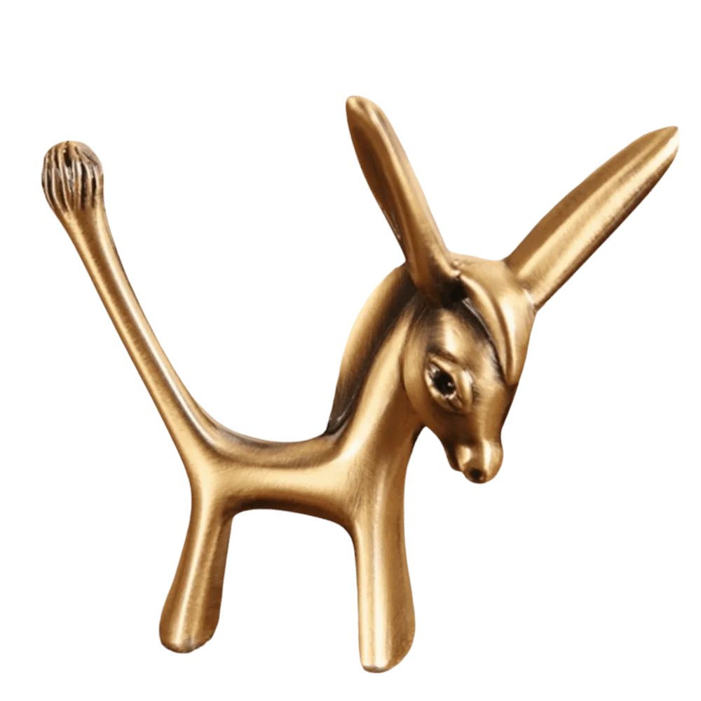 Zinc Alloy Ring Holder Statue Gold Desktop Donkey Ring Holder 6.9 x 7.2 cm Animal Statue Ring Display Stand
