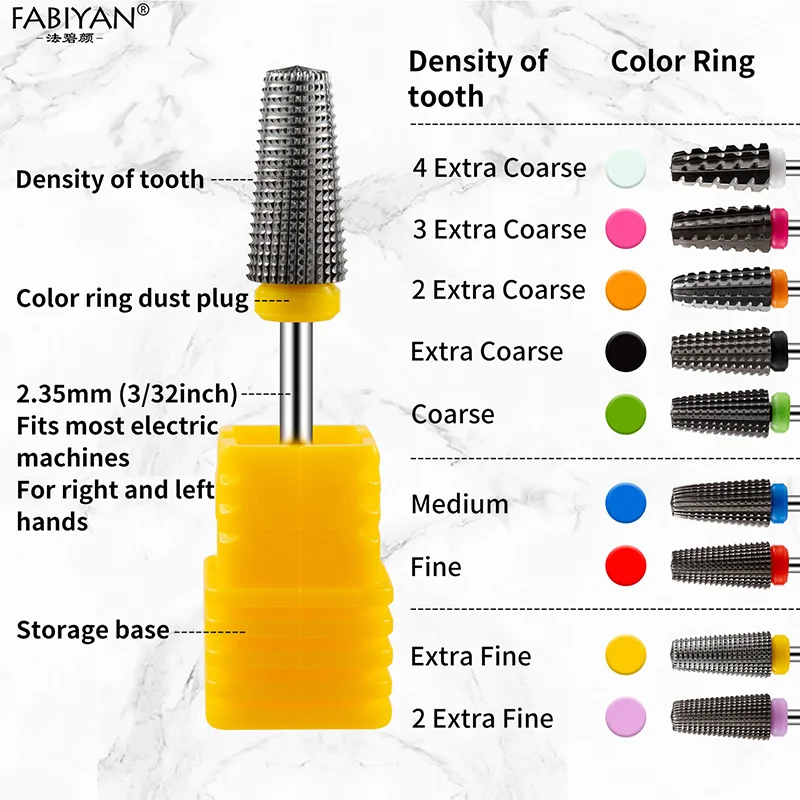 Frese per unghie in acciaio inossidabile da 3/32 pollici Frese a forma di ombrello per manicure Accessorio per trapano elettrico per manicure Strumento per pedicure