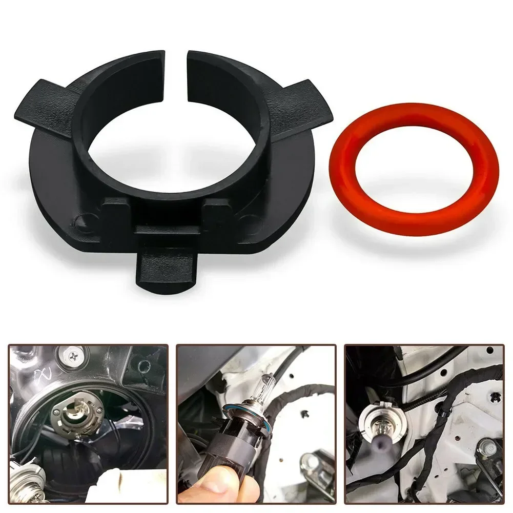 Socket Headlight Bulb Adapter 2x Accessory Aftermarket Black For Kia H7 LED Parts Replacement Replaces Retainer Base NEW