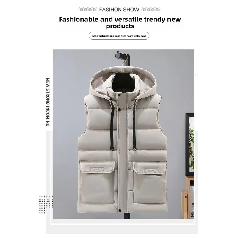 

Мужской ветрозащитный жилет на открытом воздухе, пуховый хлопковый жилет с воротником-стойкой, рабочий жилет, спортивный повседневный теплый жилет, мужской осенне-зимний новый стиль
