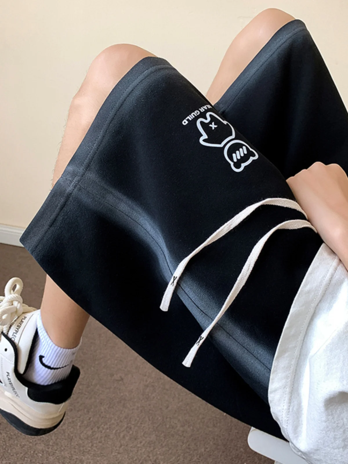 

American Sle Bear Men's orts Summer Loose Trendy Sport Five-Quarter Pants Youth High School Students Large Size Casual Pants