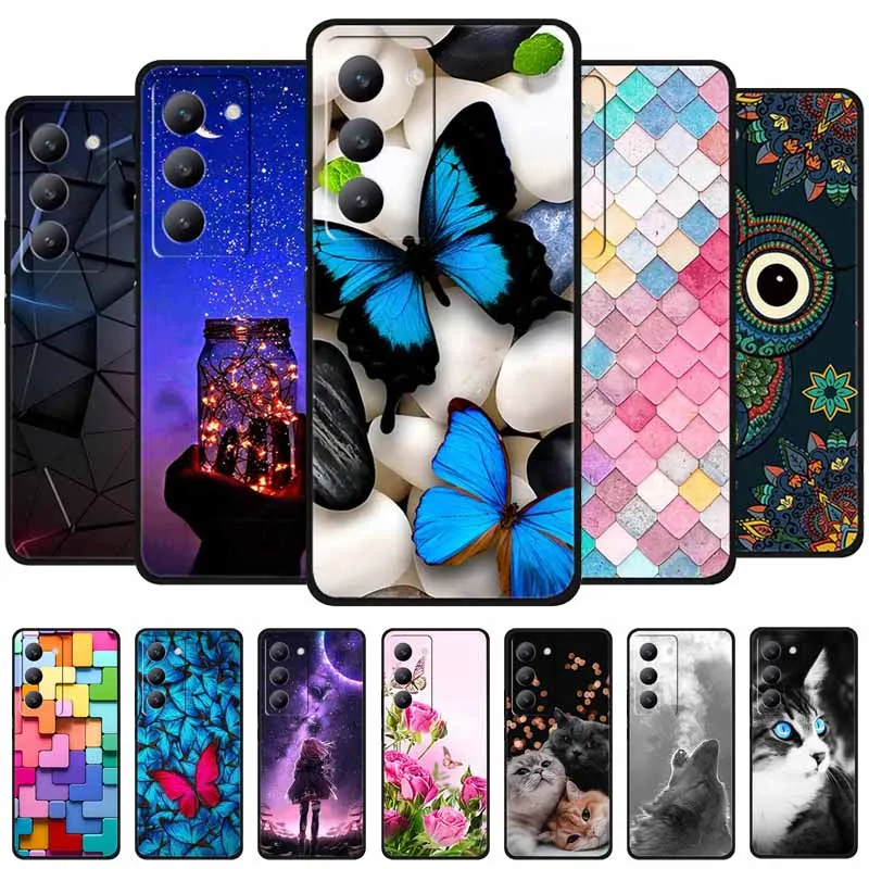

For Xiaomi Redmi 15 4G Case Blue Butterfly Luxury TPU Soft Silicone Phone Case for Redmi15 4G Bumper Shell Cool Lines Back Cover