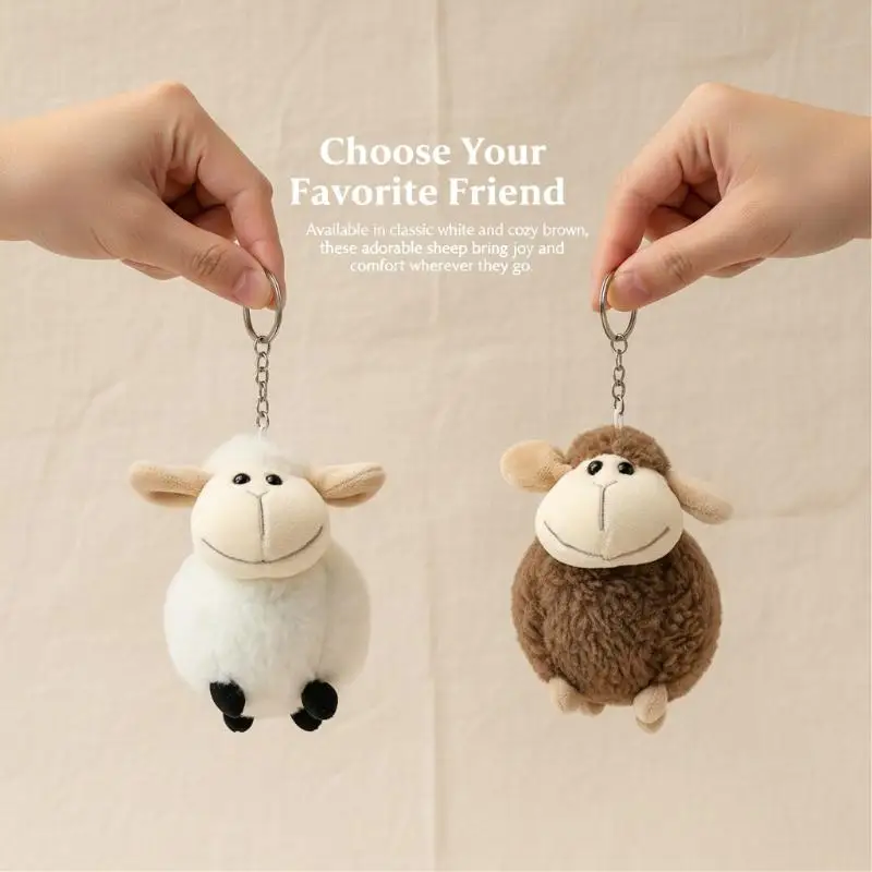 Soft Cute Sheep Plush Toys Soft Stuffed Standing Sheep Doll Pendants Cute Delicate Keychian Pendants Bags Decor Kids Gift