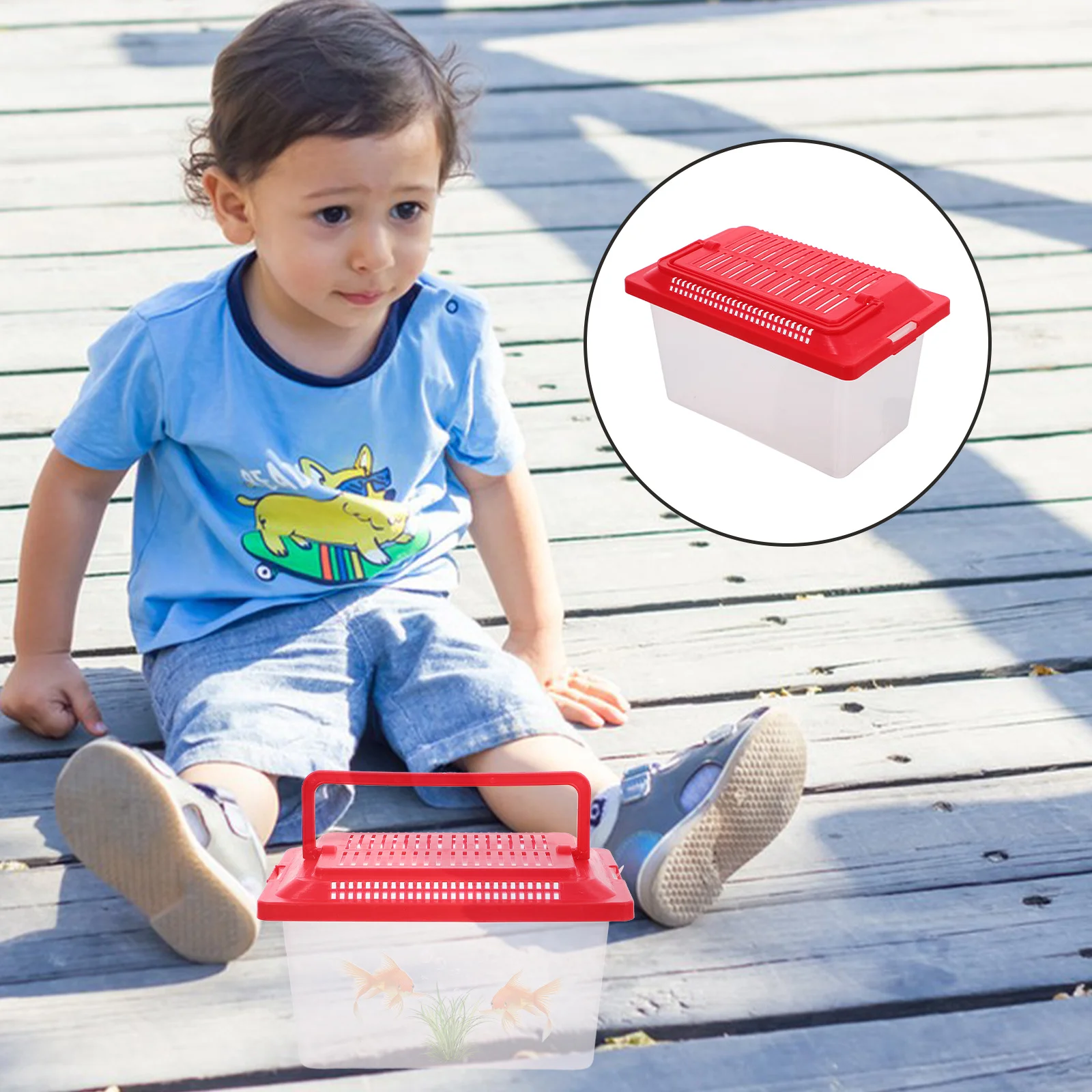 

Handheld Aquarium Portable Turtle Tank Smooth Surface Design Easy Cleaning Reptile Feeding Box for Pet Transport Living