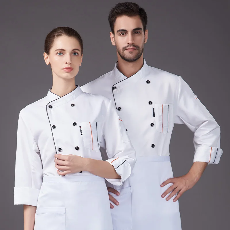 Langarm Kochen der Jacke Hotel Weibliche Chef Uniform Restaurant Küche Kostüm Bäckerei Kellner Schürze Cafe Kochen Kochen Kappe