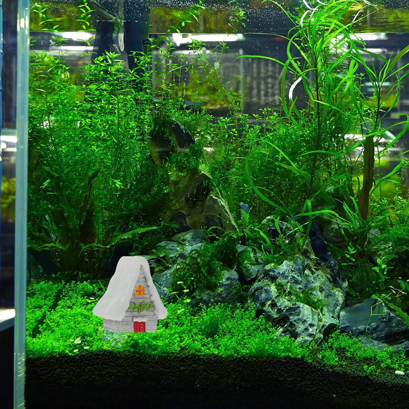 

4pcs Resin Christmas Mini Desktop Ornament Xmas Party Supply Micro Landscape Decor Aquarium Reptile Tank Accessory