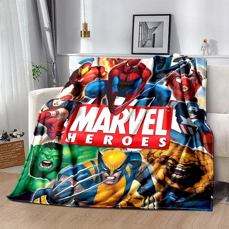 6 Sizes Warm Soft Marvel Heroes Custom Blanket Fluffy Children and Adults Sofa Plush Bedspread Throw Blanket for Sofa Bed Gift