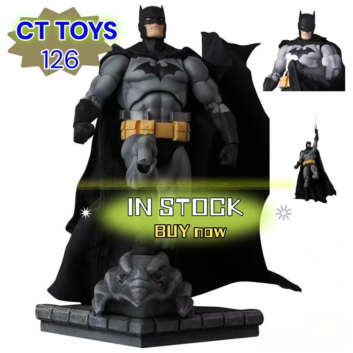 

2026 NEW In-Stock Ct Toys DC Batman Hush Mafex 126 Black Version Action Figure – Custom Gift Toy for Kids