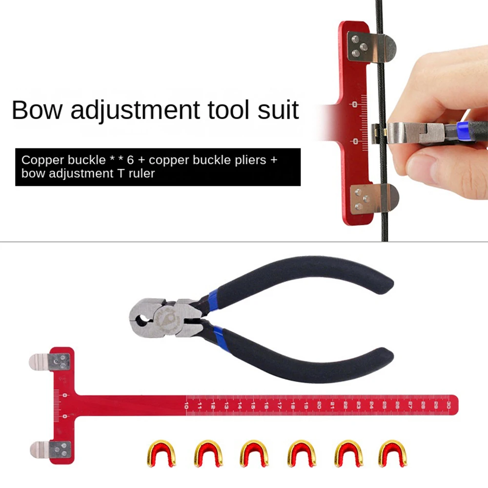 Copper Buckle Bow Adjustment T-Ruler Copper Buckle Pliers Composite Pulley Bow Adjustment Tool Archery Shooting Equipment