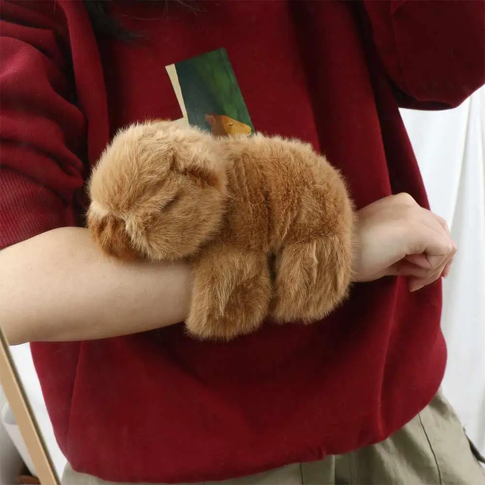 Lovely Capybara Animal Slap Snap Wrap Wristband Bracelet Plush Stuffed Animal Kawaii Capybara Hand Ring Wristband Kid Funny Toys