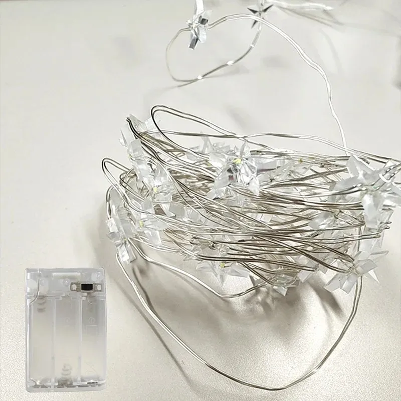 سلسلة إضاءة نجمية نحاسية لتزيين الغرفة ، أضواء خرافية ، حديقة ، حفل زفاف ، مصباح ذاتي الصنع ، صندوق بطارية ، 2 م ، 4 م ، 6 م