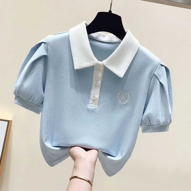 Polo Shirt For Girl Lapel Short sleeve T-shirt Girl Summer Clothing Students Loose Cotton Top Clothes Children Shirts