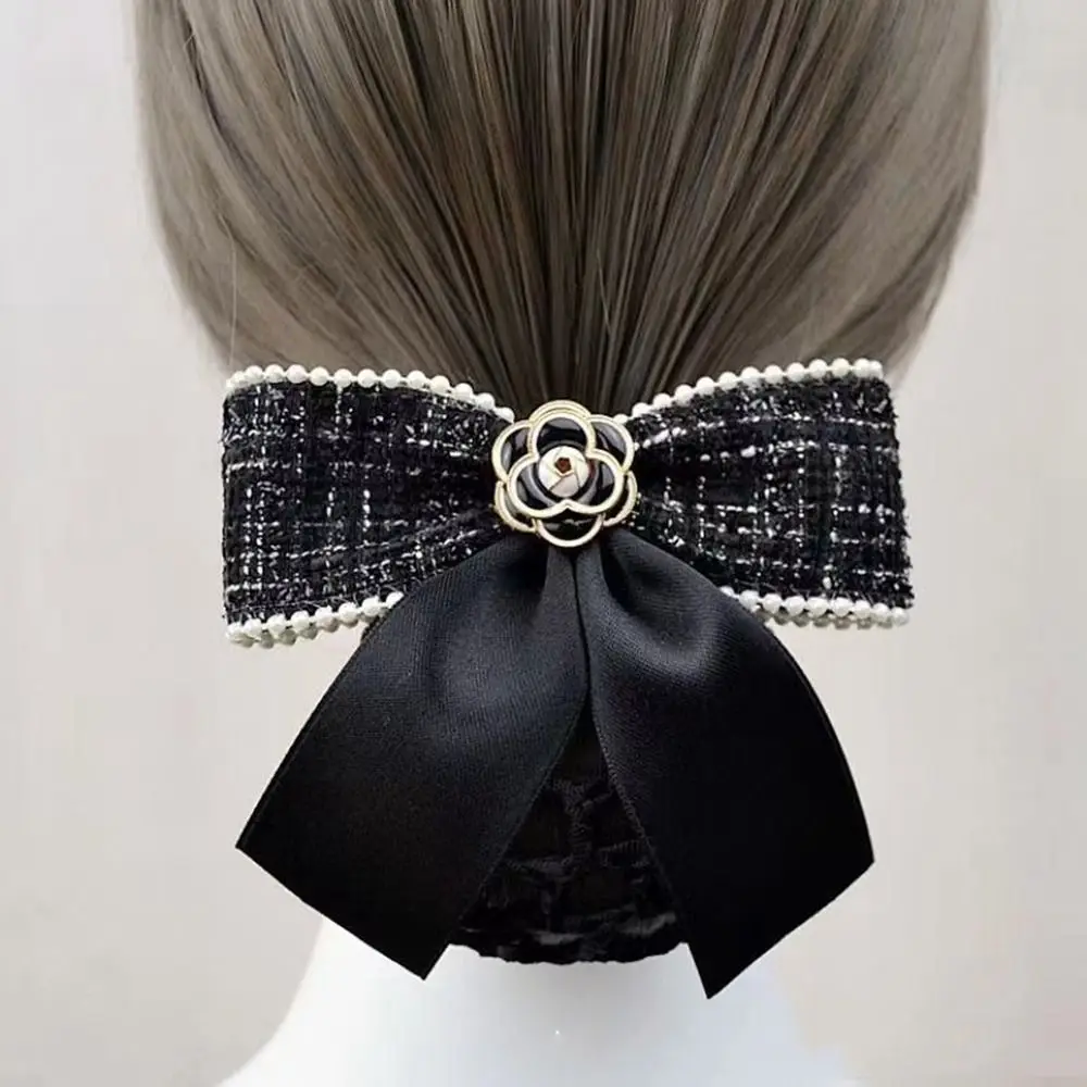 

French Chic Bow Hair Clips With Hair Net Hair Bun Cover Headwear Ladies Hairgrips Elegant Hairpins Barrette Hair Accessories