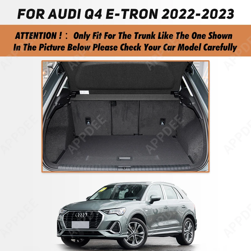 Auto Full Coverage Trunk Mat For Audi Q4 E-Tron 2022 2023 Car Boot Cover Pad Cargo Liner Interior Protector Accessories