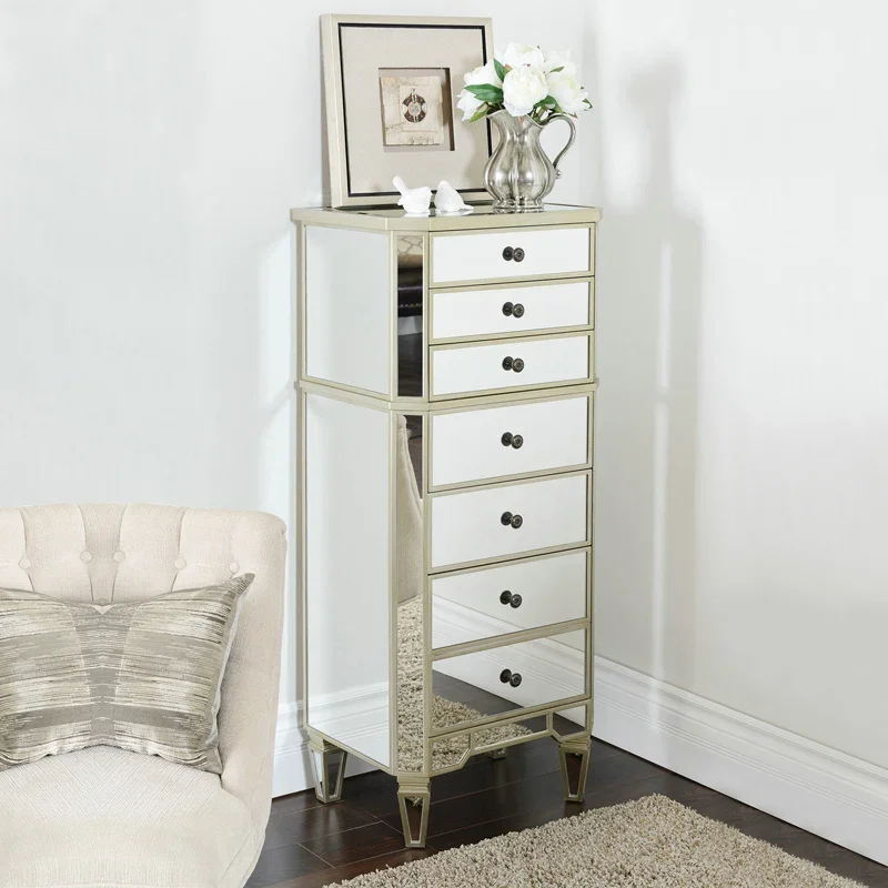 CZ chest cabinet living room light luxury mirror drawer cabinet bedroom solid wood storage cabinet wall locker