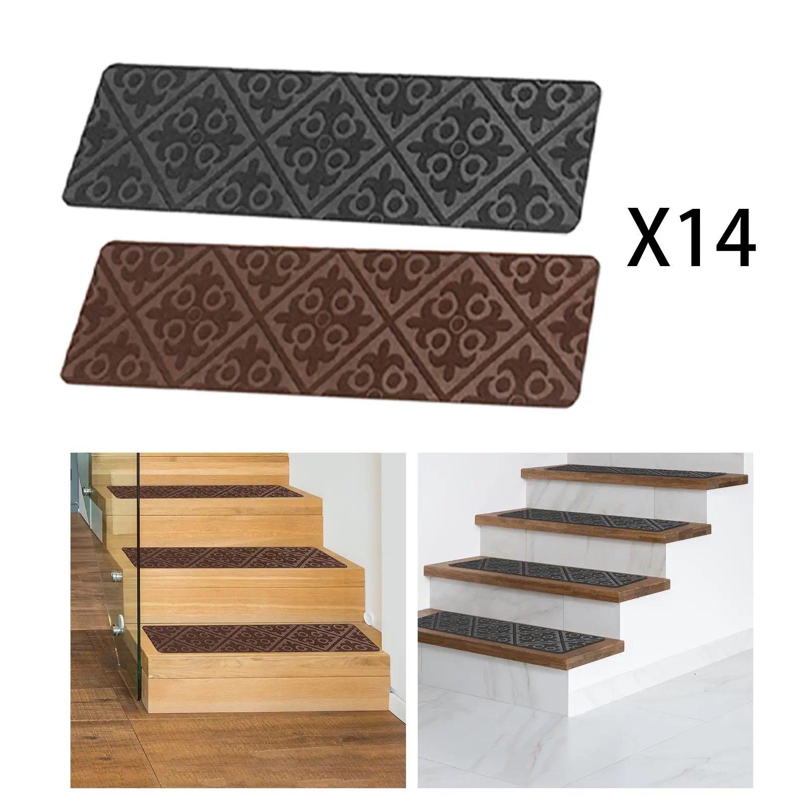 Carpet Stair Treads, 14 in Pack, Indoor Stair Protectors Washable Non-Skid Soft