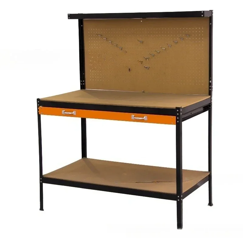Industrial Style Double Drawer Workbench Work Table Shelf - Multi-Functional Storage Solution for Home & Office