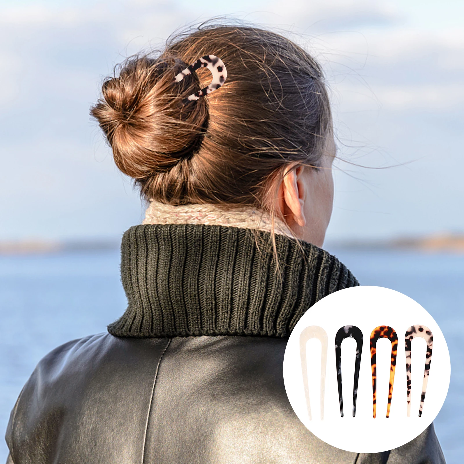 

4 Pcs Vintage Hairpin U Shaped Acetate French Headband Accessories Sticks Hairpins Bride