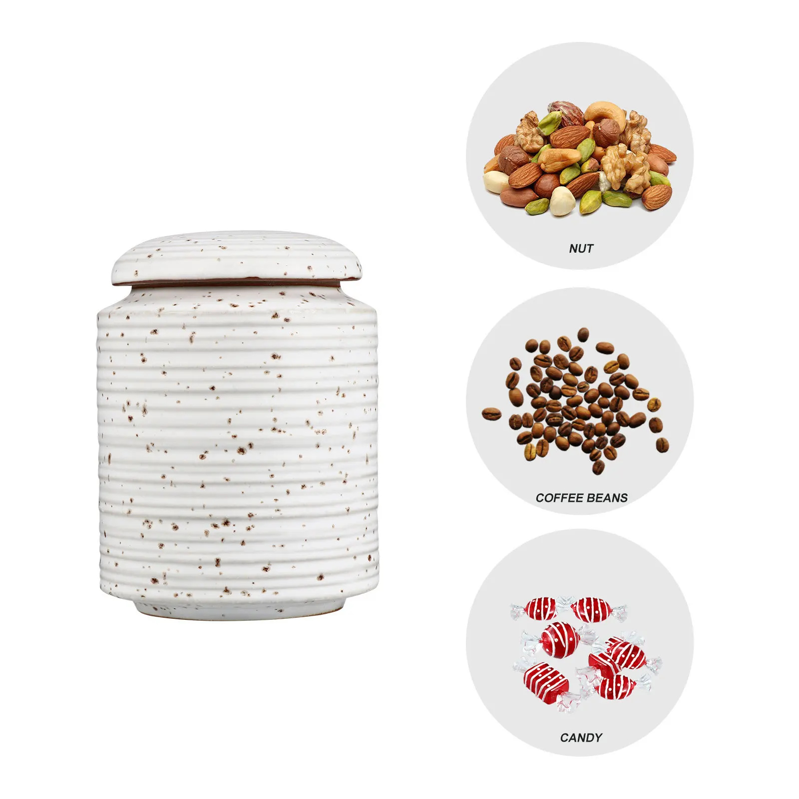 

1Pcs 250 Ml Sealed Ceramic Storage Jar Dust-Proof Moisture-Resistant Food Container for Sugar Cereals Coffee Beans Snacks Candy