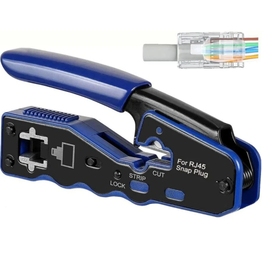 

RJ45 Pass Through Crimping Tool for Cat5 Cat5e Cat6 Plugs Connector Network