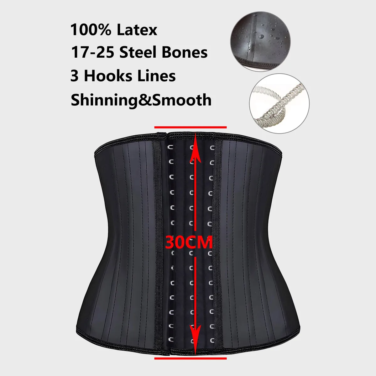 30cm Latex Waist Trainer 25 Steel Bone Women Binders And Shapers Corset Modeling Strap Body Shaper Colombian Girdles Slimming