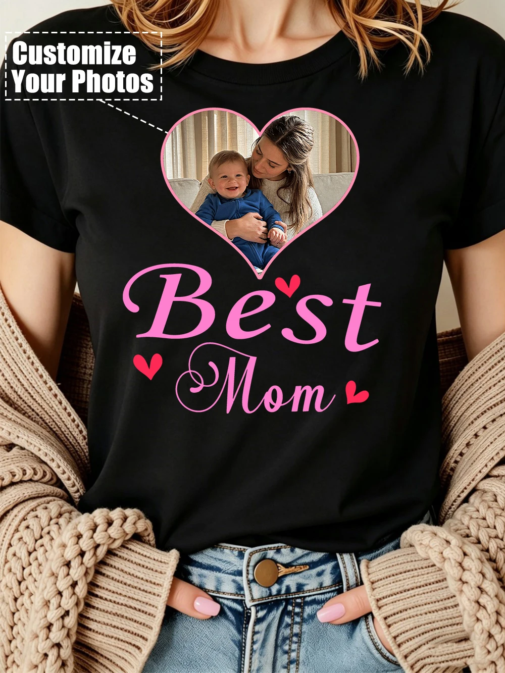 Personalized Custom Photo Mom T-Shirts Womens Casual Oversized Tees Custom Print Mother's Day Gift Clothes Sporty Woman Tops
