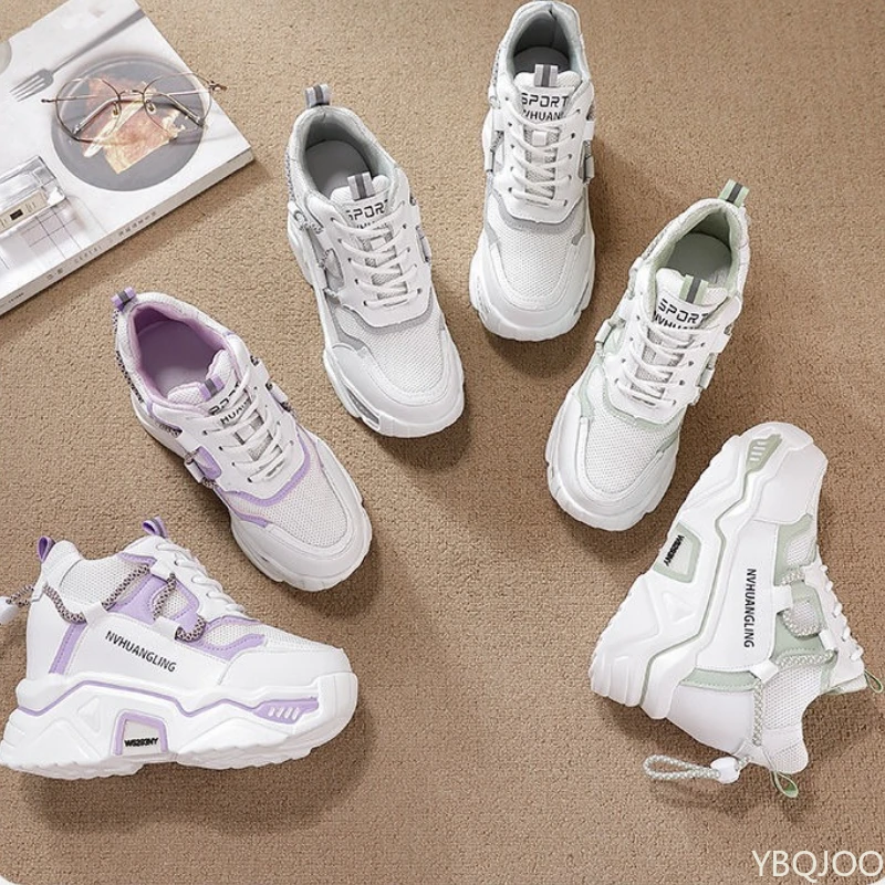 حجم صغير ربيع الخريف المألوف سميكة وحيد الارتفاع زيادة الأحذية النسائية تنوعا أحذية أبي عادية ومريحة