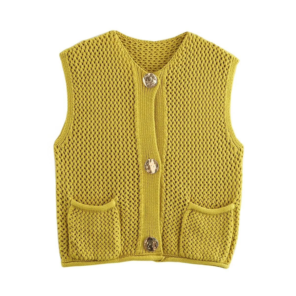 Gilets boutonnés à col en V pour femmes, pull court, cardigans de luxe, pulls décontractés solides, vernis